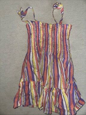 Kids Size 3T Kidgets Multicolor Striped Sundress - Purple, Yellow, Pink